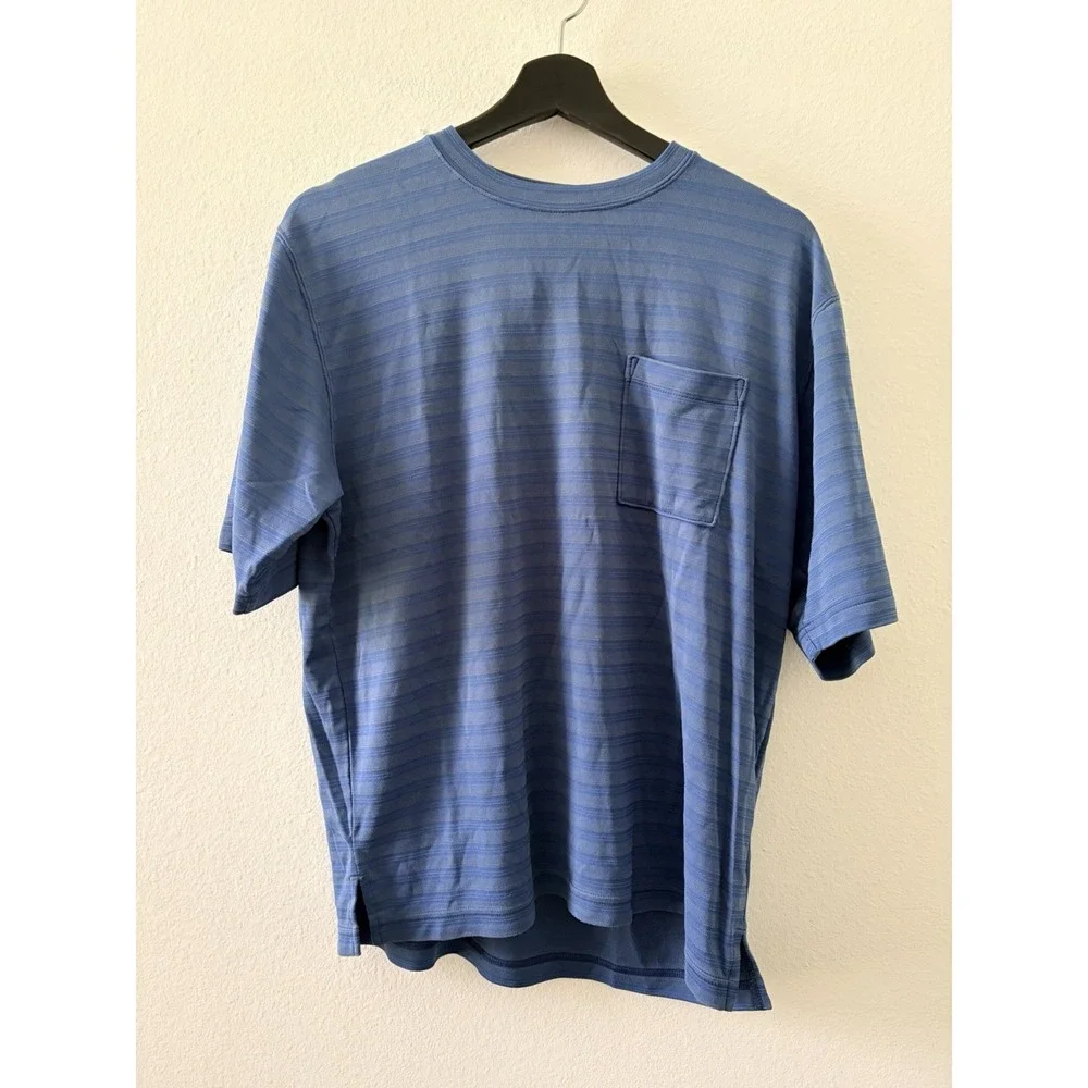 The North Face Men's Blue Striped Pocket T-Shirt Size Medium Modal Blend